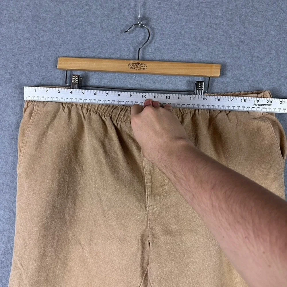 ORVIS‎ Mens Tan Elastic Waist Linen Chinos Relaxed Fit Casual Pants 39
